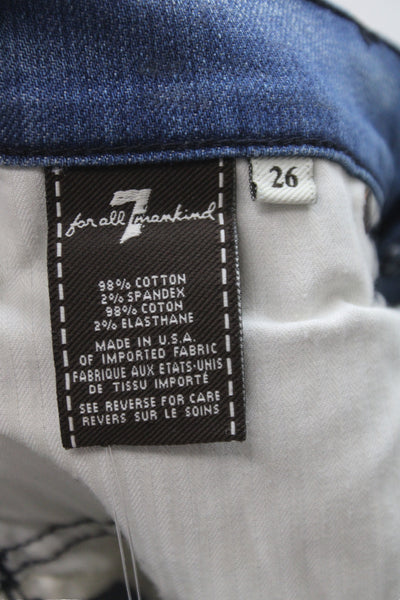 7 For All Mankind Womens Mini Skirt Blue Cotton Button Solid Size 26