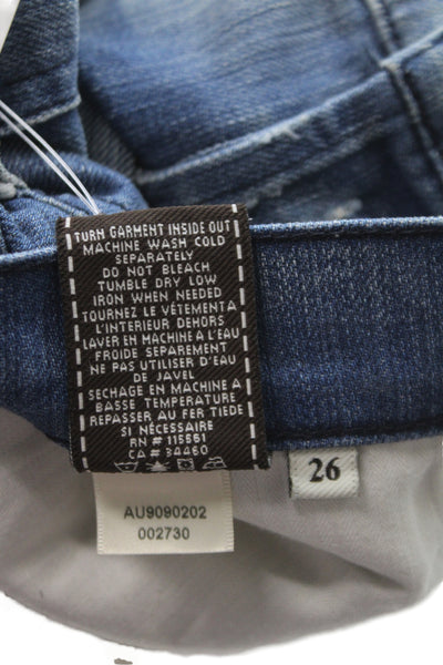 7 For All Mankind Womens Mini Skirt Blue Cotton Button Solid Size 26