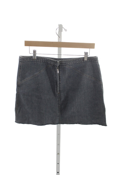 Theory Womens Mini Skirt Gray 97% Cotton Zip Size M