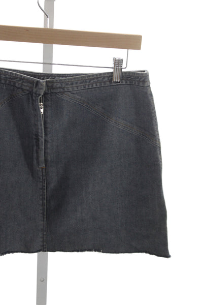 Theory Womens Mini Skirt Gray 97% Cotton Zip Size M