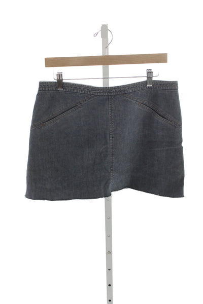 Theory Womens Mini Skirt Gray 97% Cotton Zip Size M