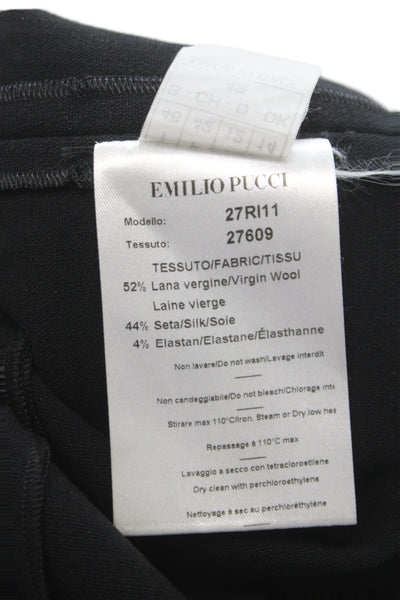 Emilio Pucci Womens Sheath Dress Black Long Sleeve Mid Calf 52% Wool Size 12