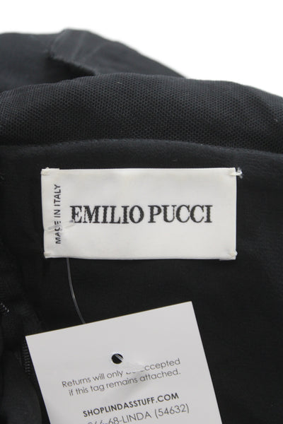 Emilio Pucci Womens Sheath Dress Black Long Sleeve Mid Calf 52% Wool Size 12