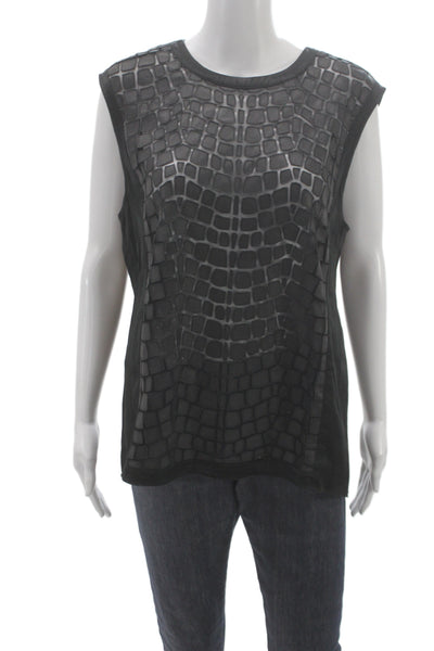 Helmut Lang Womens Black Geometric Sleeveless Tank Size L