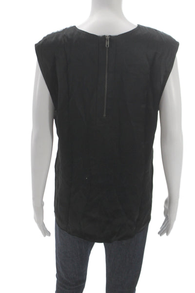 Helmut Lang Womens Black Geometric Sleeveless Tank Size L