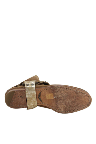 Zadig & Voltaire Women's Round Toe Suede  Flat Ankle Boots Camel Size 9.5