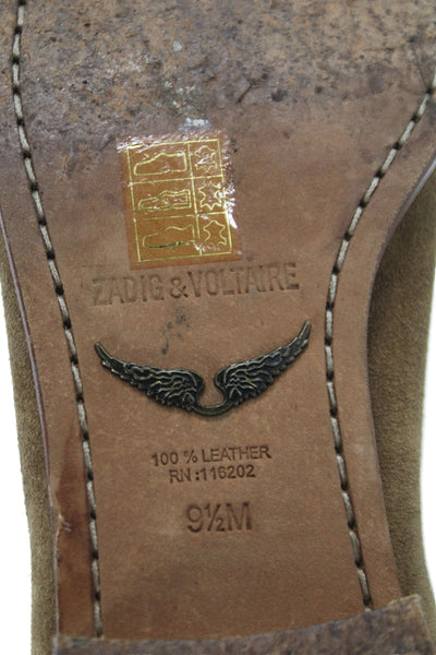 Zadig & Voltaire Women's Round Toe Suede  Flat Ankle Boots Camel Size 9.5