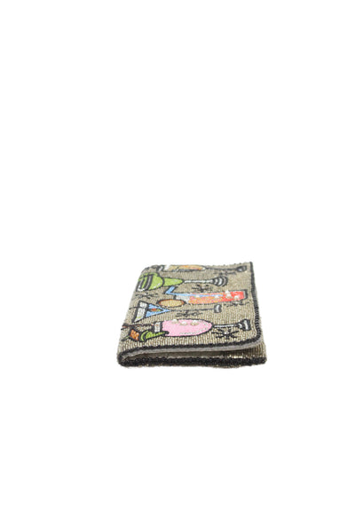 Mary Frances Women's Beaded Pearl Embellish Magnetic Clutch Handbag Gold