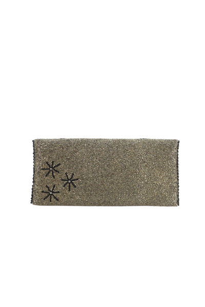 Mary Frances Women's Beaded Pearl Embellish Magnetic Clutch Handbag Gold