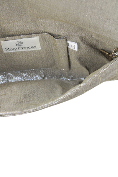 Mary Frances Women's Beaded Pearl Embellish Magnetic Clutch Handbag Gold