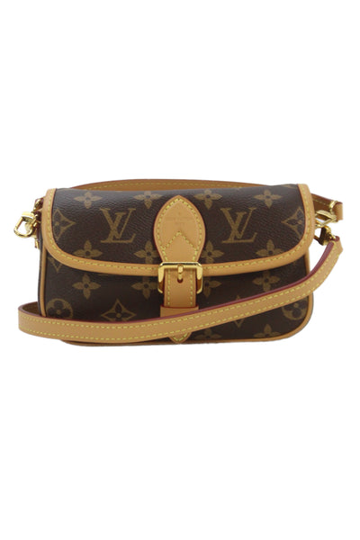 Louis Vuitton Womens Nano Diane Monogram Canvas Crossbody Handbag Brown