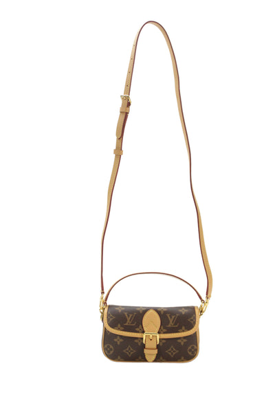 Louis Vuitton Womens Nano Diane Monogram Canvas Crossbody Handbag Brown