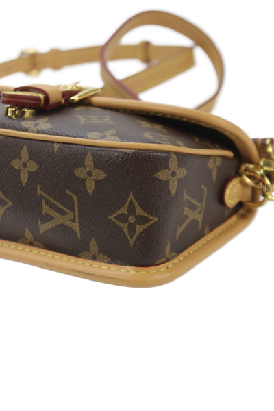 Louis Vuitton Womens Nano Diane Monogram Canvas Crossbody Handbag Brown