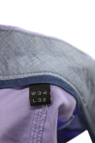 J Crew Men Purple 100% Cotton Chino Pants Button Fly Casual Size 34