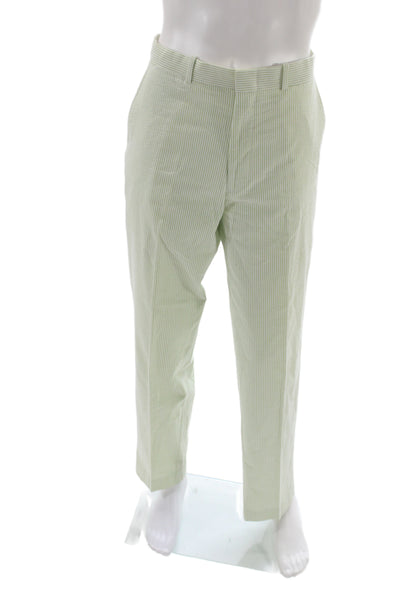 Polo Ralph Lauren Mens Striped Green Cotton Dress Pants Size 34