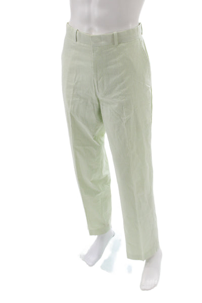 Polo Ralph Lauren Mens Striped Green Cotton Dress Pants Size 34