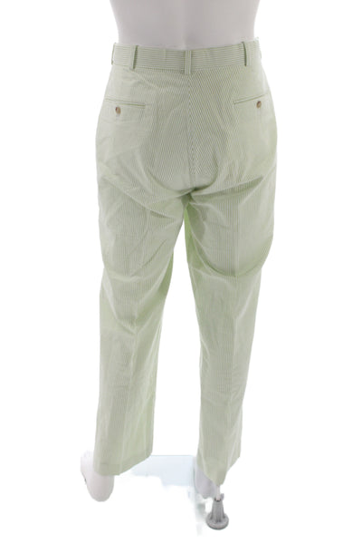 Polo Ralph Lauren Mens Striped Green Cotton Dress Pants Size 34