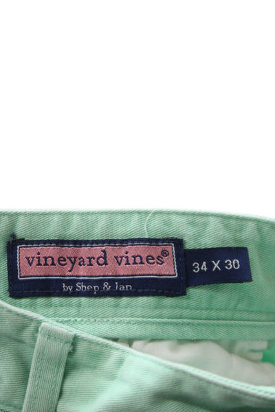 Vineyard Vines Mens Chino Pants Green 100% Cotton Twill Button Size 34