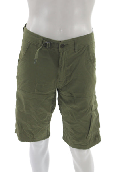 prAna Mens Cargo Shorts Green Button Closure Outdoor Size S