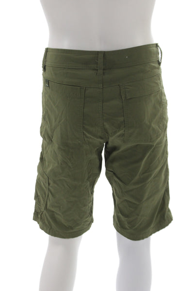 prAna Mens Cargo Shorts Green Button Closure Outdoor Size S