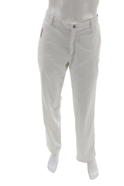 Nike Mens Khakis White Button 95% Polyester Solid Golf Size 33