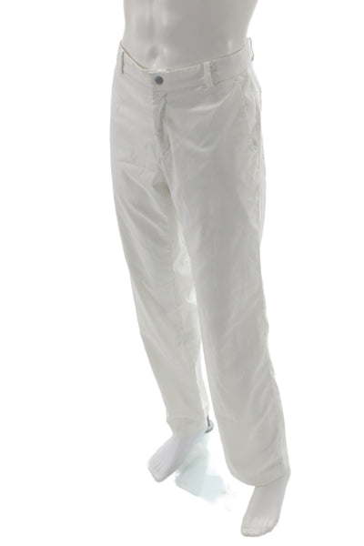 Nike Mens Khakis White Button 95% Polyester Solid Golf Size 33