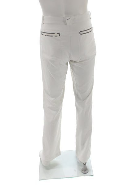 Nike Mens Khakis White Button 95% Polyester Solid Golf Size 33