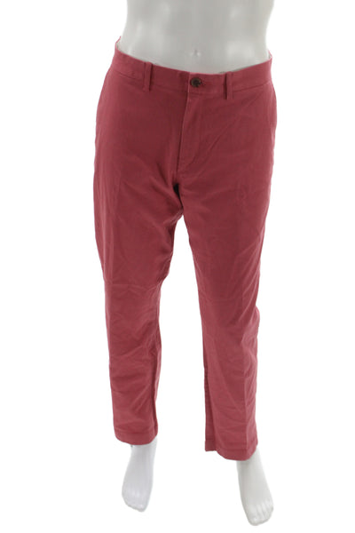 J Crew Mens Chino Pants Red Button 99% Cotton Inseam 30 Size 34