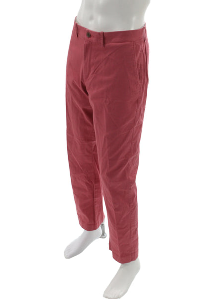 J Crew Mens Chino Pants Red Button 99% Cotton Inseam 30 Size 34