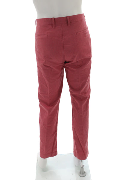 J Crew Mens Chino Pants Red Button 99% Cotton Inseam 30 Size 34