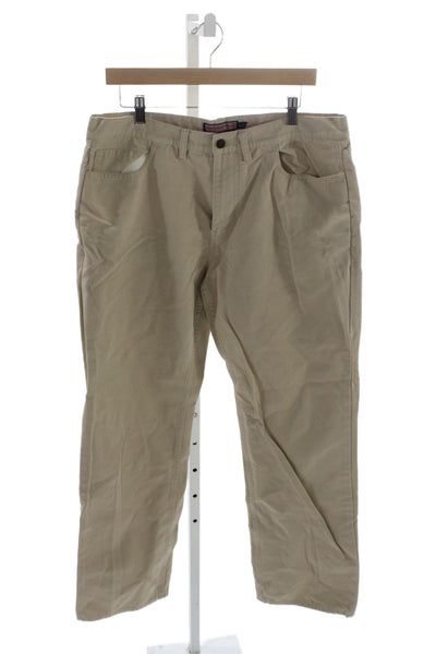 Vineyard Vines Mens Beige Khakis Button Fly Cotton 30 Inseam Size 35