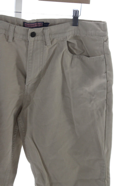 Vineyard Vines Mens Beige Khakis Button Fly Cotton 30 Inseam Size 35