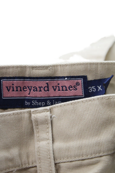 Vineyard Vines Mens Beige Khakis Button Fly Cotton 30 Inseam Size 35