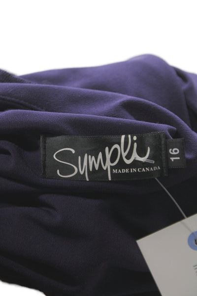 Sympli Womens Tunic Blouse Purple Scoop Neck 3/4 Sleeve Size 16