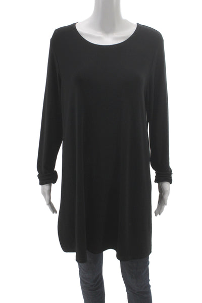 Sympli Womens Black Polyester Scoop Neck Long Sleeve Tunic Pullover Size 16