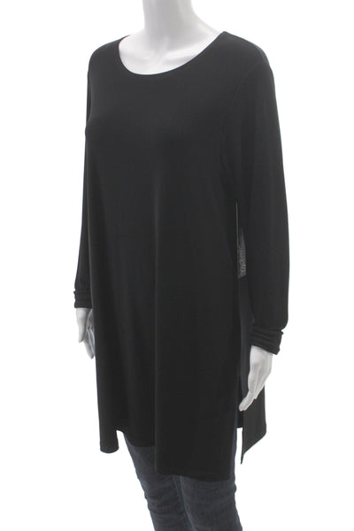 Sympli Womens Black Polyester Scoop Neck Long Sleeve Tunic Pullover Size 16