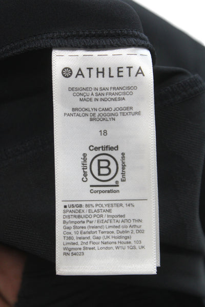 Athleta Womens Jogger Pants Black Camo Pull On Size 16
