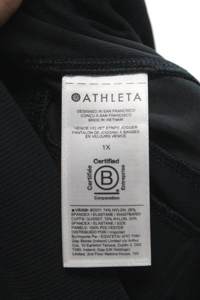 Athleta Womens Plus Jogger Pants Black Pull On Nylon Athleisure Size 1X