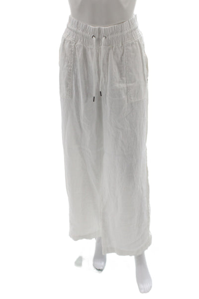 Athleta Womens White Linen Drawstring Casual Pants Size 16