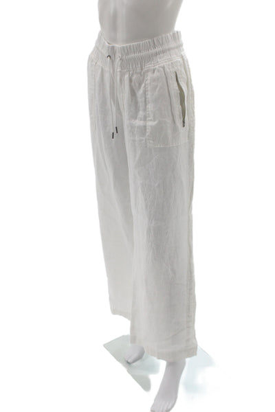 Athleta Womens White Linen Drawstring Casual Pants Size 16