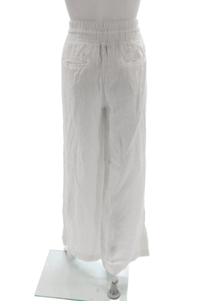 Athleta Womens White Linen Drawstring Casual Pants Size 16