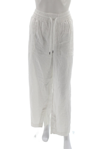 Athleta Womens Jogger Pants White Linen Drawstring Summer Size 16