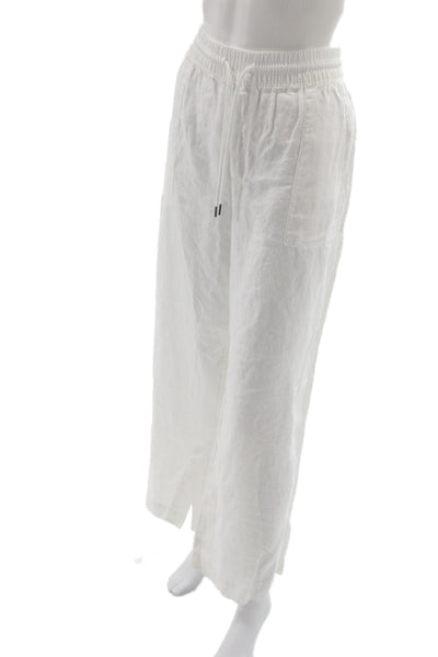 Athleta Womens Jogger Pants White Linen Drawstring Summer Size 16