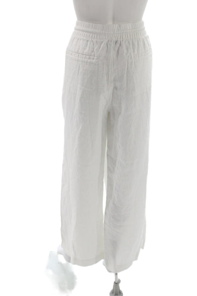 Athleta Womens Jogger Pants White Linen Drawstring Summer Size 16