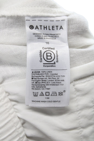Athleta Womens Jogger Pants White Linen Drawstring Summer Size 16