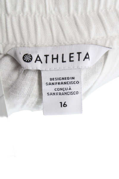 Athleta Womens Jogger Pants White Linen Drawstring Summer Size 16