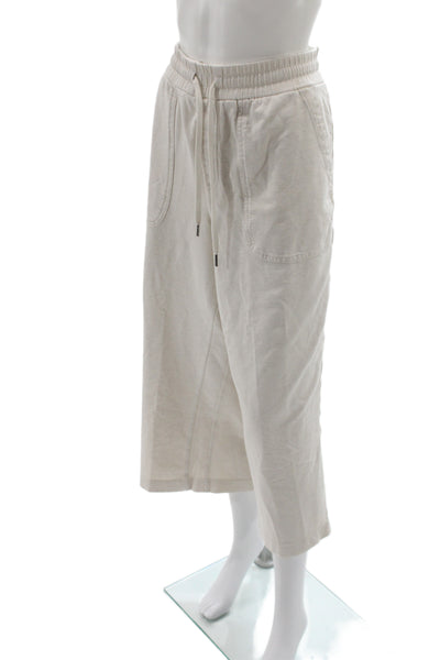 Athleta Womens Cropped Beige Drawstring Cotton Pants Size 18