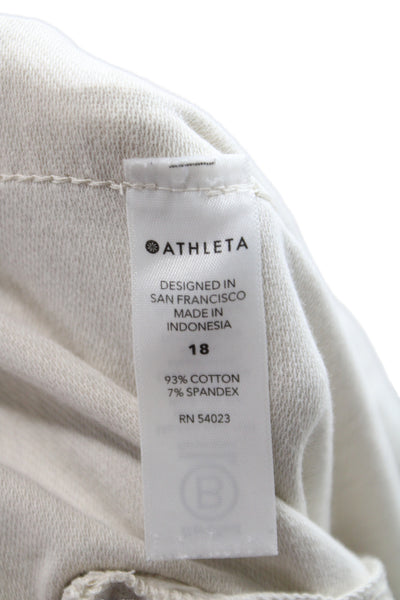 Athleta Womens Cropped Beige Drawstring Cotton Pants Size 18