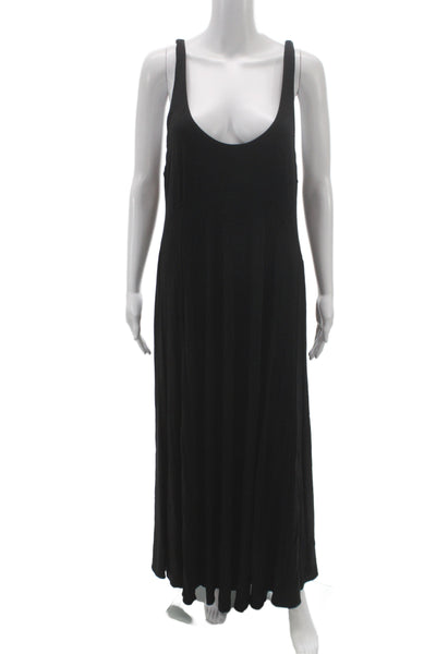 FP Beach Women Maxi Dress Sleeveless Scoop Neck Pullover Black Mid-Calf Size L