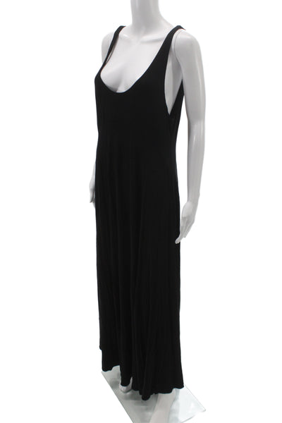 FP Beach Women Maxi Dress Sleeveless Scoop Neck Pullover Black Mid-Calf Size L
